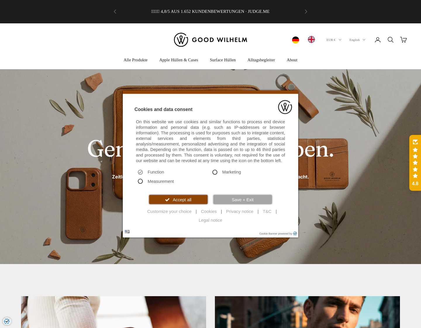 Aktuelle Website-Vorschau von Good Wilhelm - Handmade in Germany