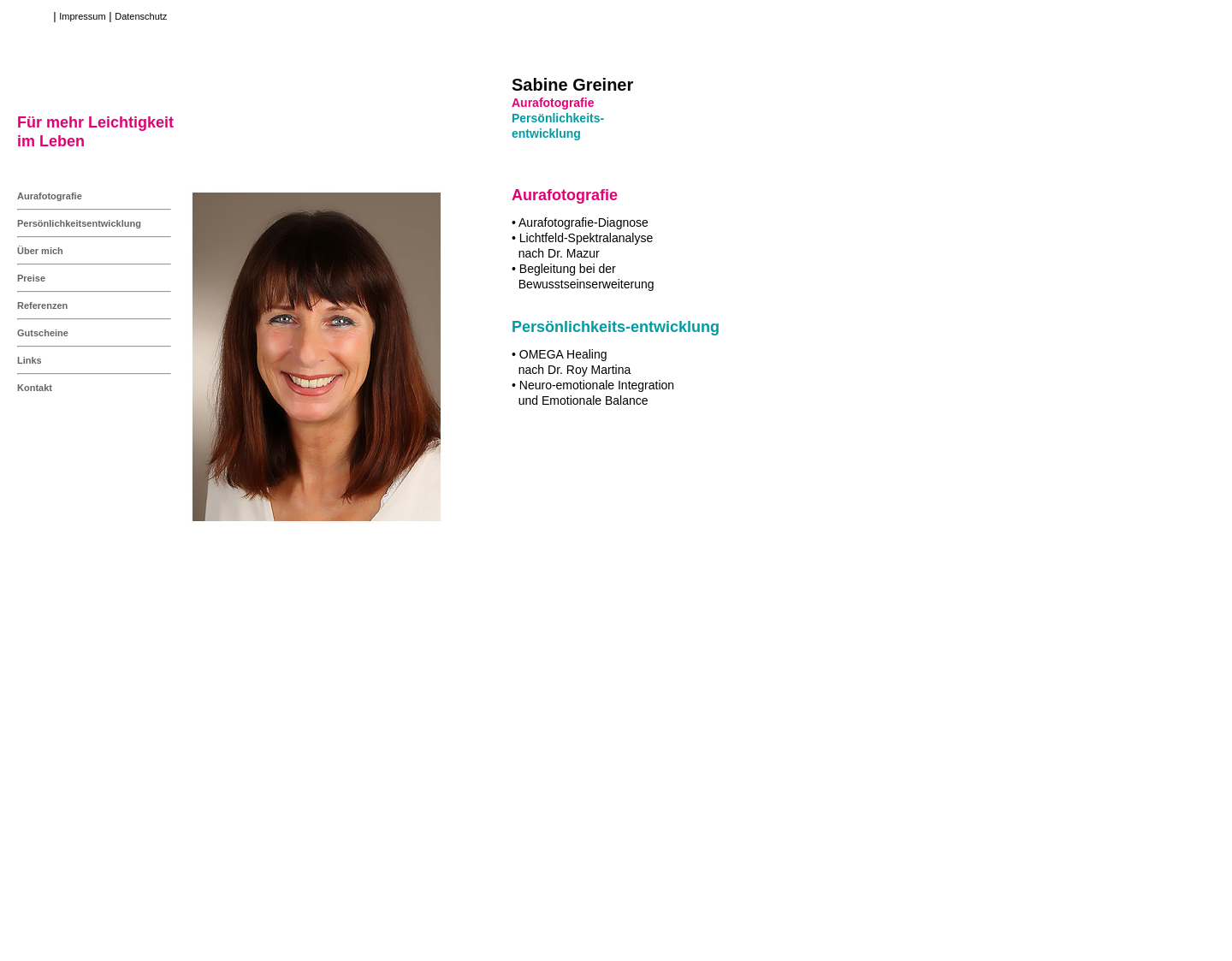 Aktuelle Website-Vorschau von Sabine Greiner – Aurafotografi