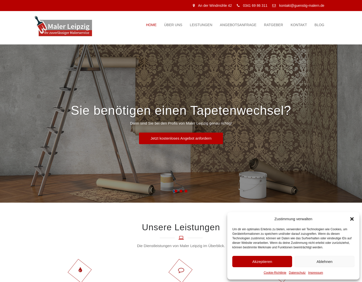 Aktuelle Website-Vorschau von Maler Leipzig -Ihr zuverlässiger Malerservice