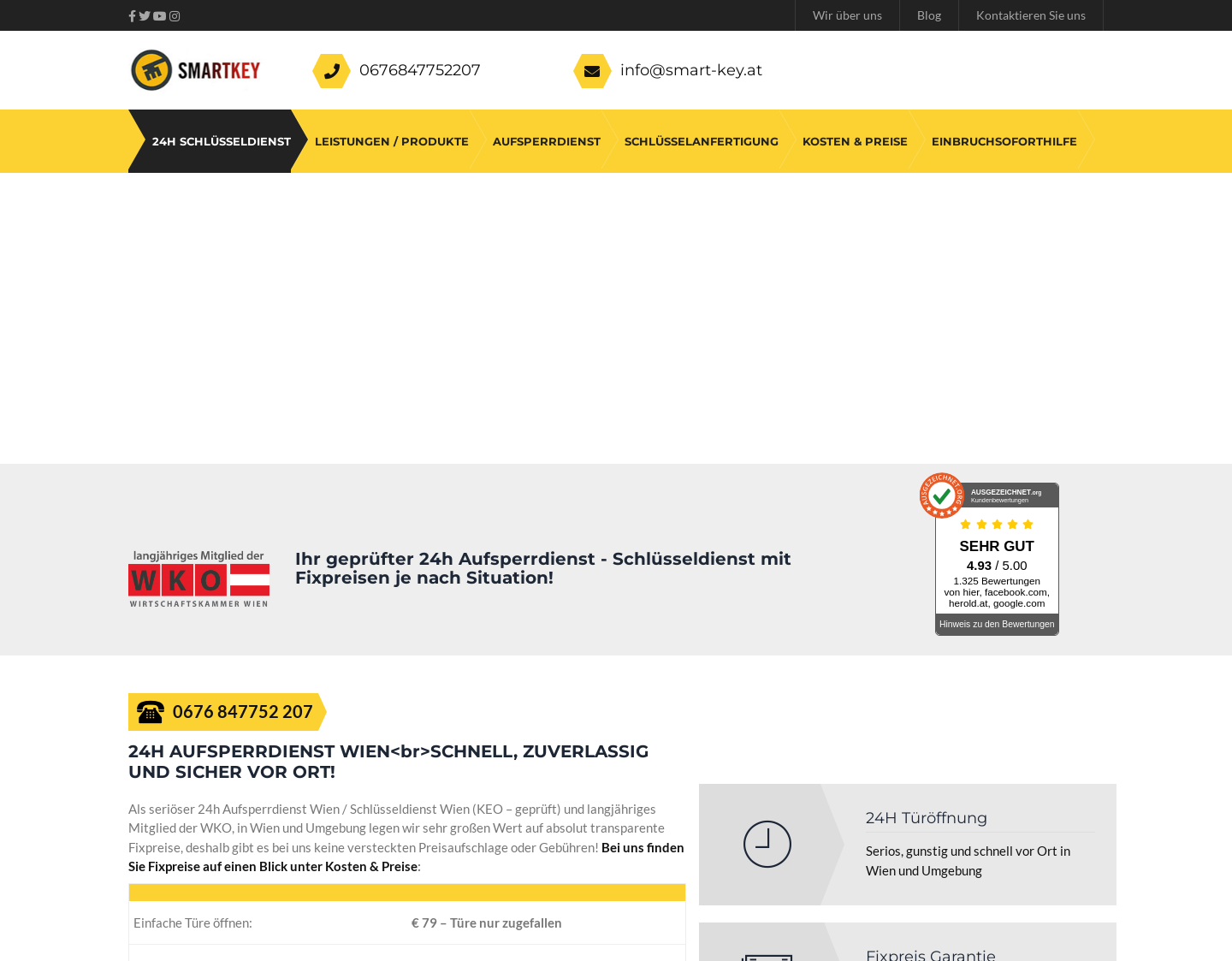 Aktuelle Website-Vorschau von SMARTKEY Aufsperrdienst - Schlüsseldienst Wien