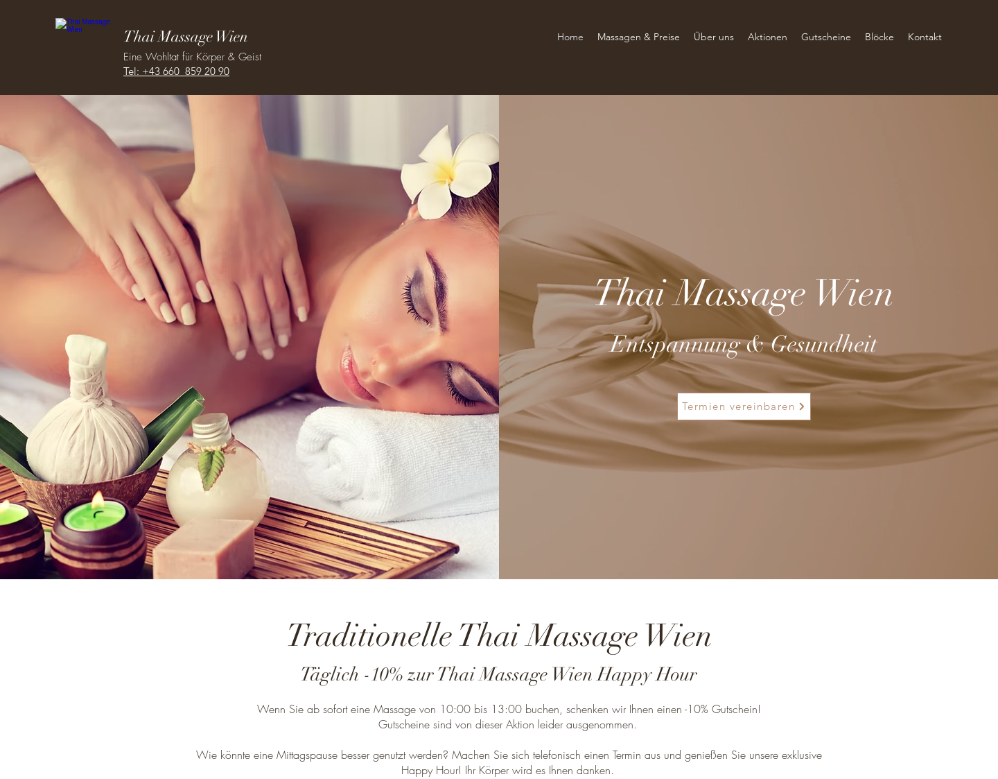 Aktuelle Website-Vorschau von Thai Massage Wien