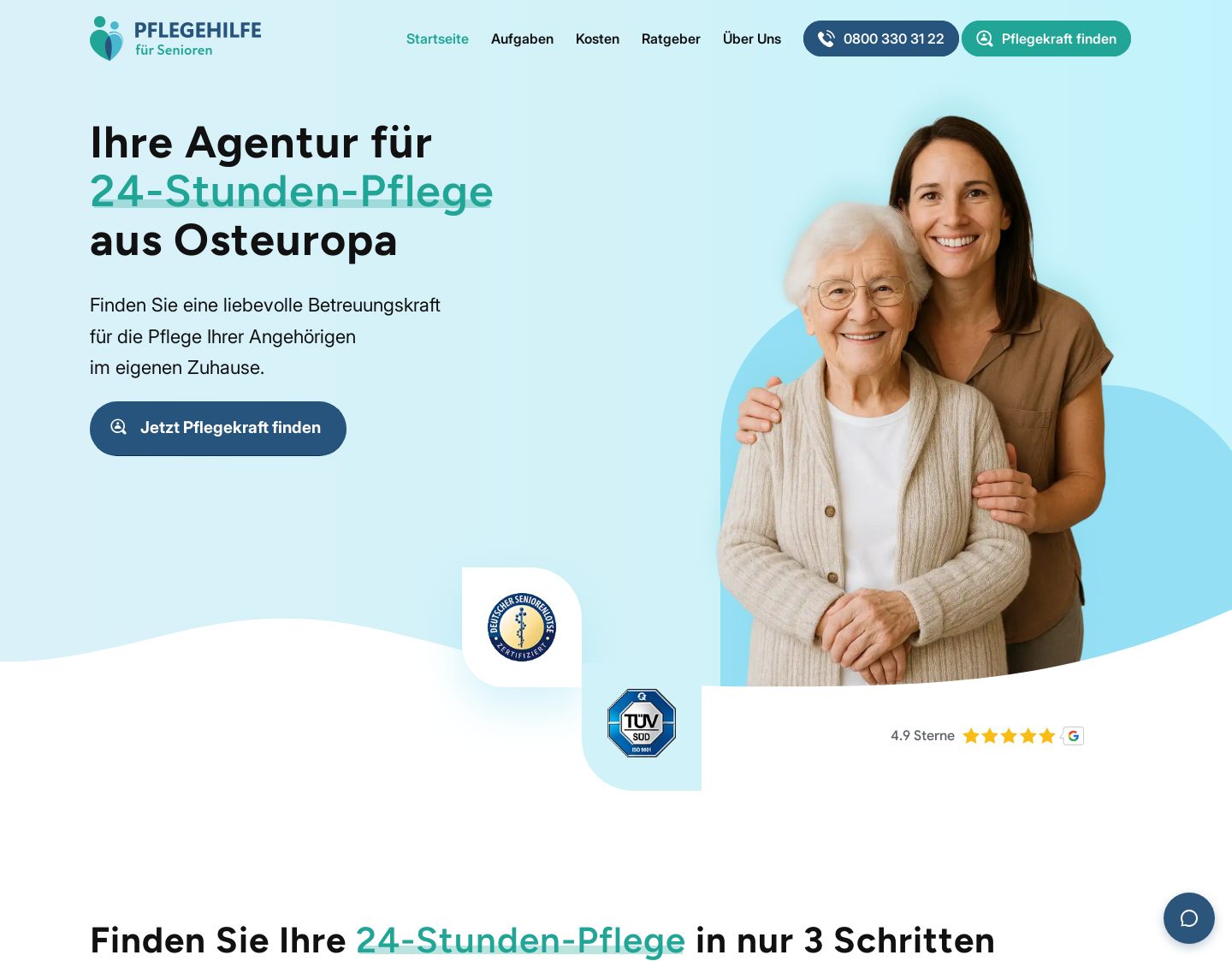Aktuelle Website-Vorschau von Pflegehilfe für Senioren 24 GmbH