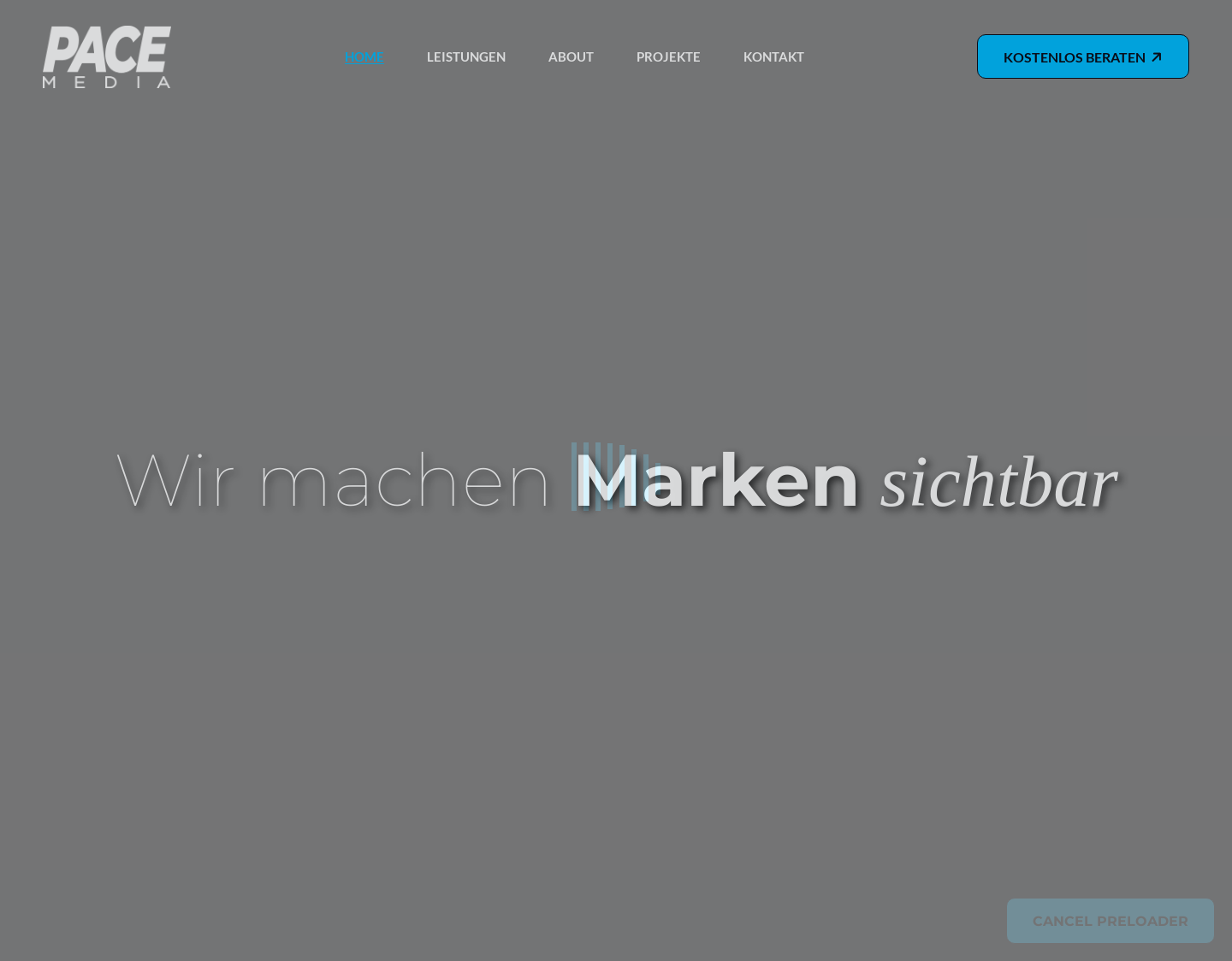 Aktuelle Website-Vorschau von Pace Media