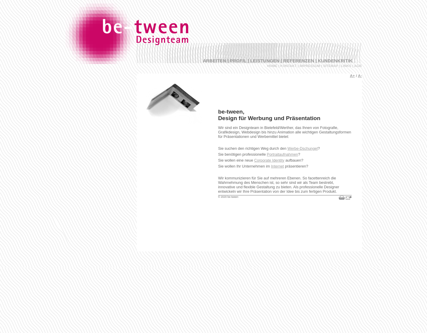 Aktuelle Website-Vorschau von be-tween Designteam
