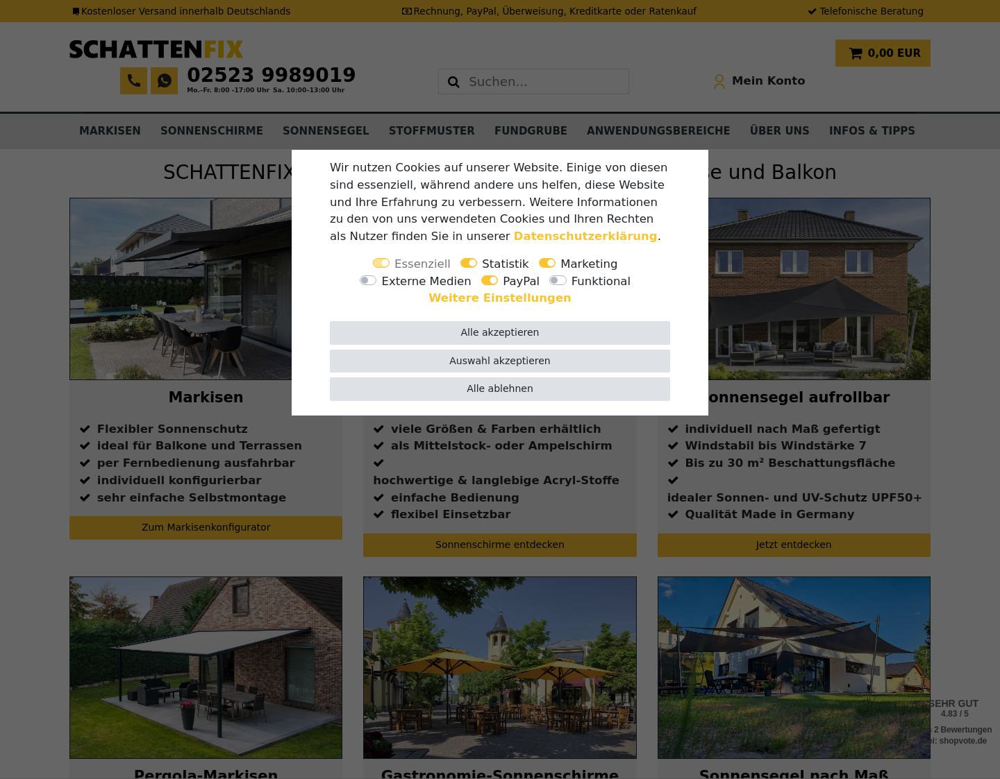 Aktuelle Website-Vorschau von SCHATTENFIX