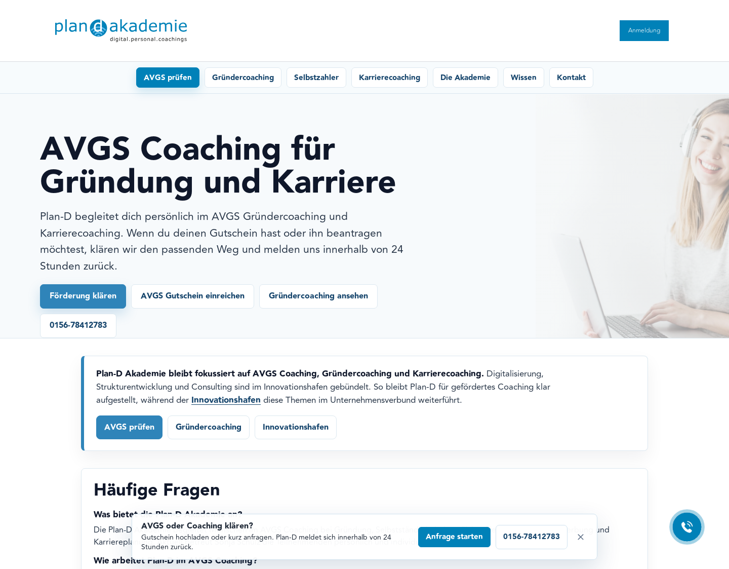 Aktuelle Website-Vorschau von Plan D Akademie GmbH