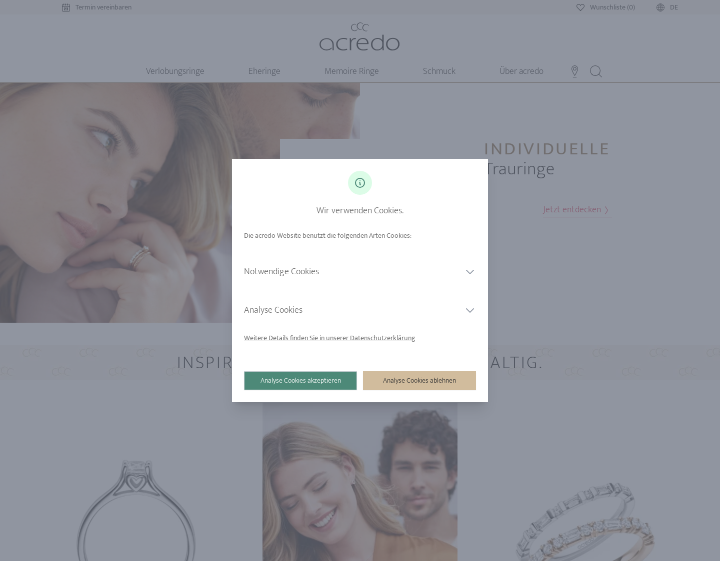 Aktuelle Website-Vorschau von Eheringe und Trauringe