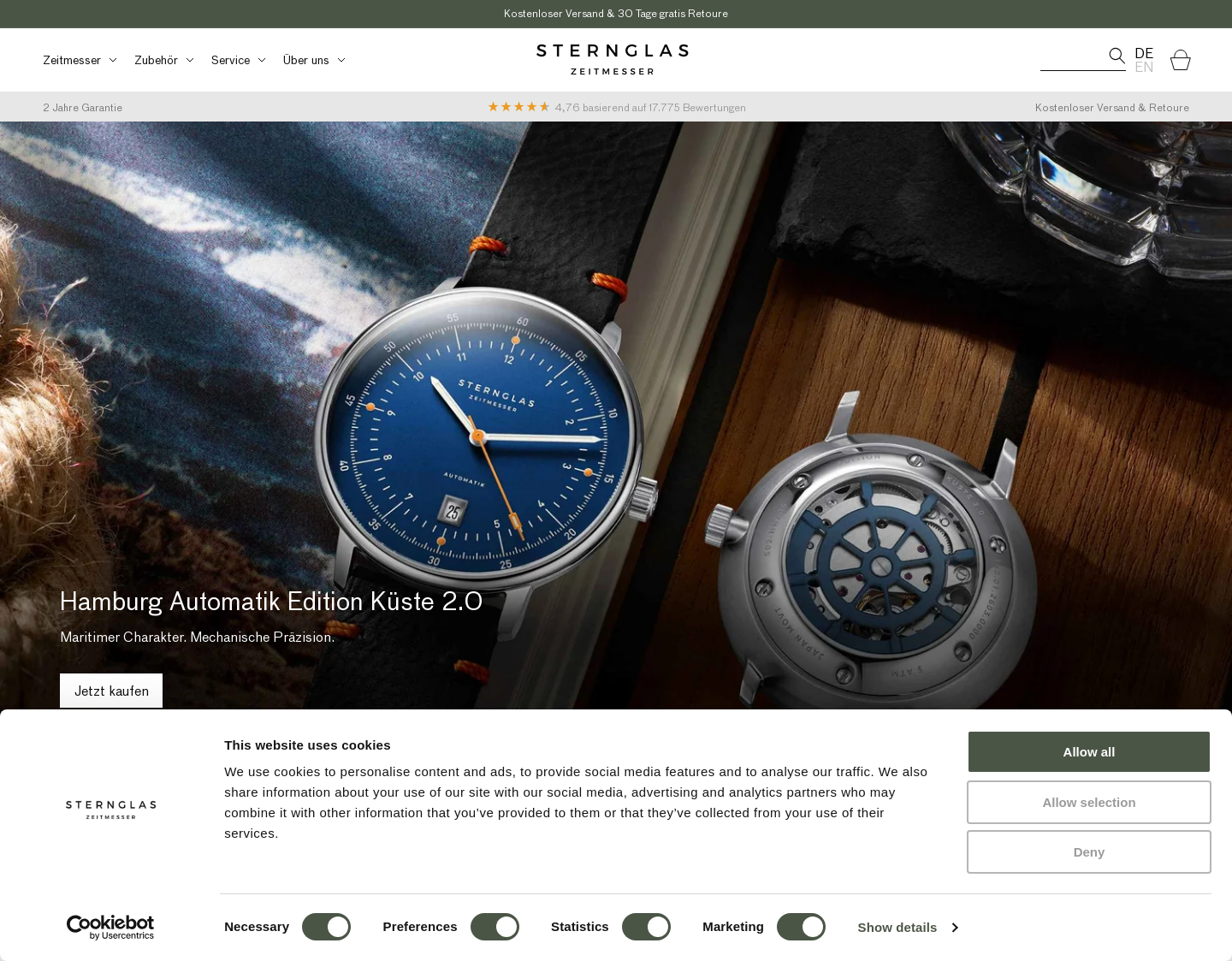 Aktuelle Website-Vorschau von Sternglas GmbH