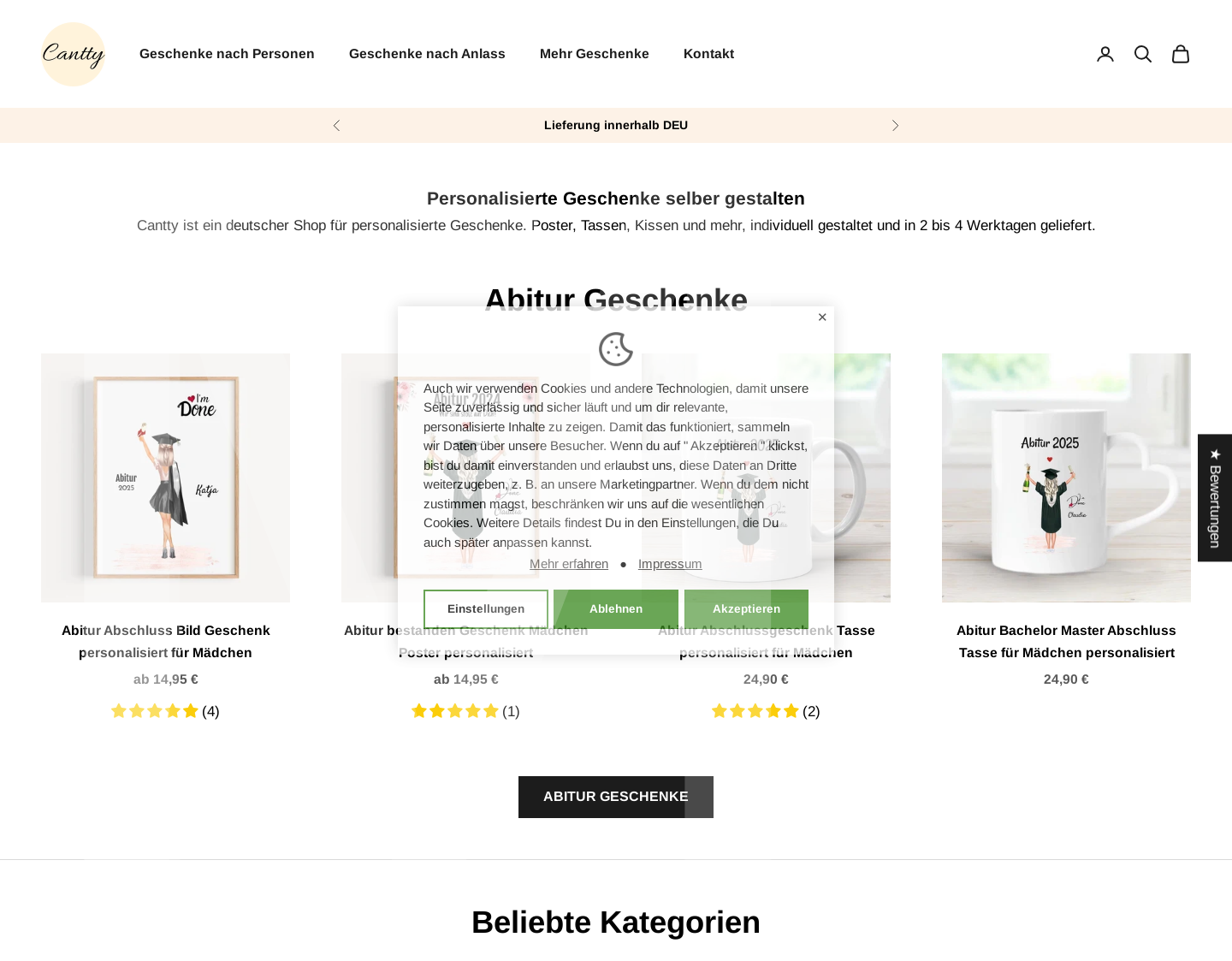 Aktuelle Website-Vorschau von Cantty Onlineshop