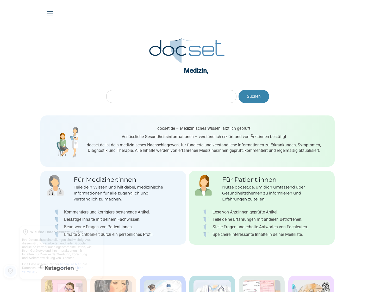 Aktuelle Website-Vorschau von Docset