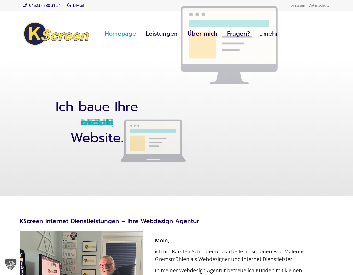 Aktuelle Website-Vorschau von Webdesigner KScreen