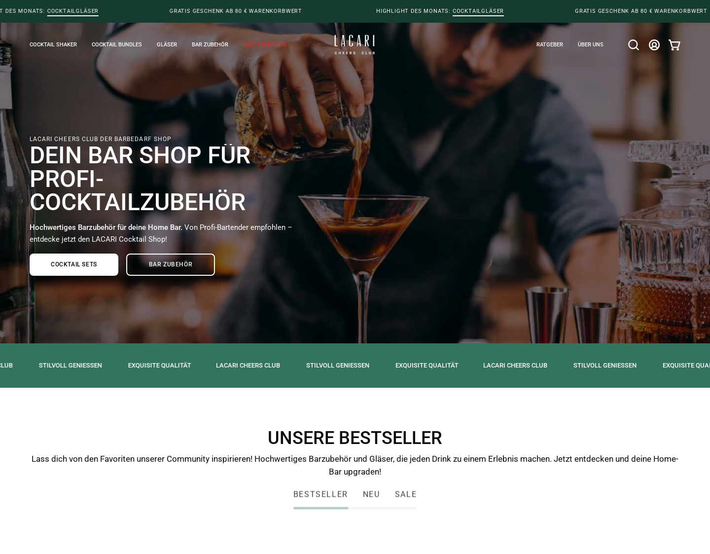 Aktuelle Website-Vorschau von LACARI - Dein Home and Living Shop