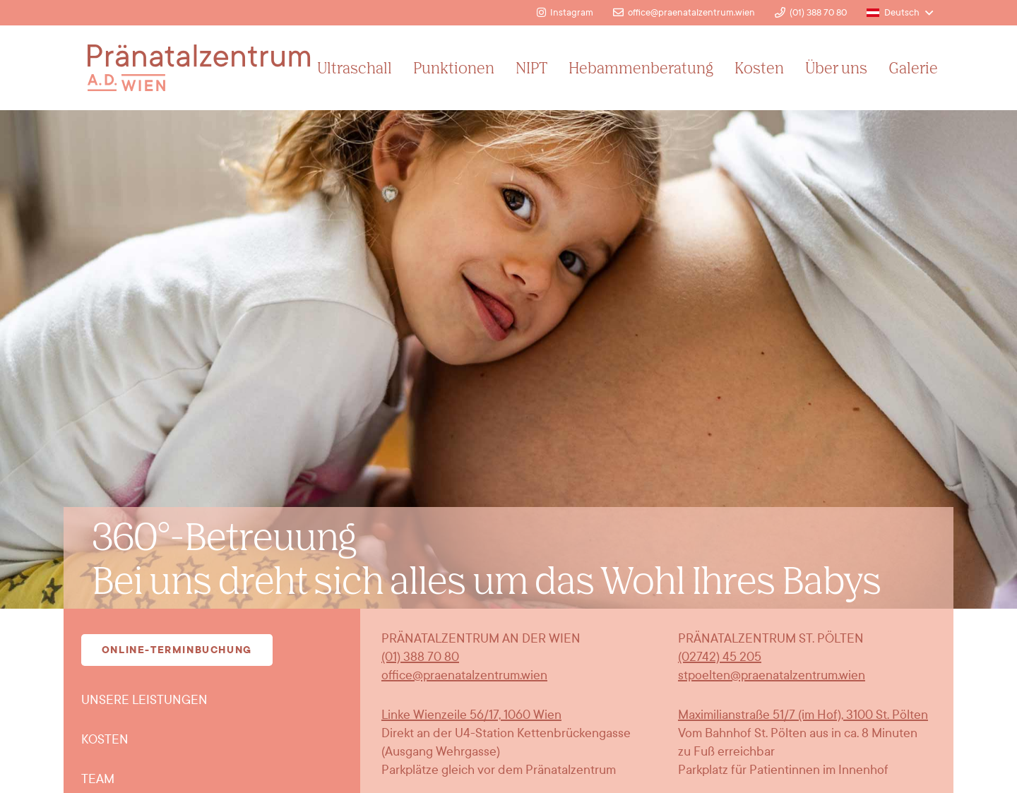Aktuelle Website-Vorschau von Pränatalzentrum Wien