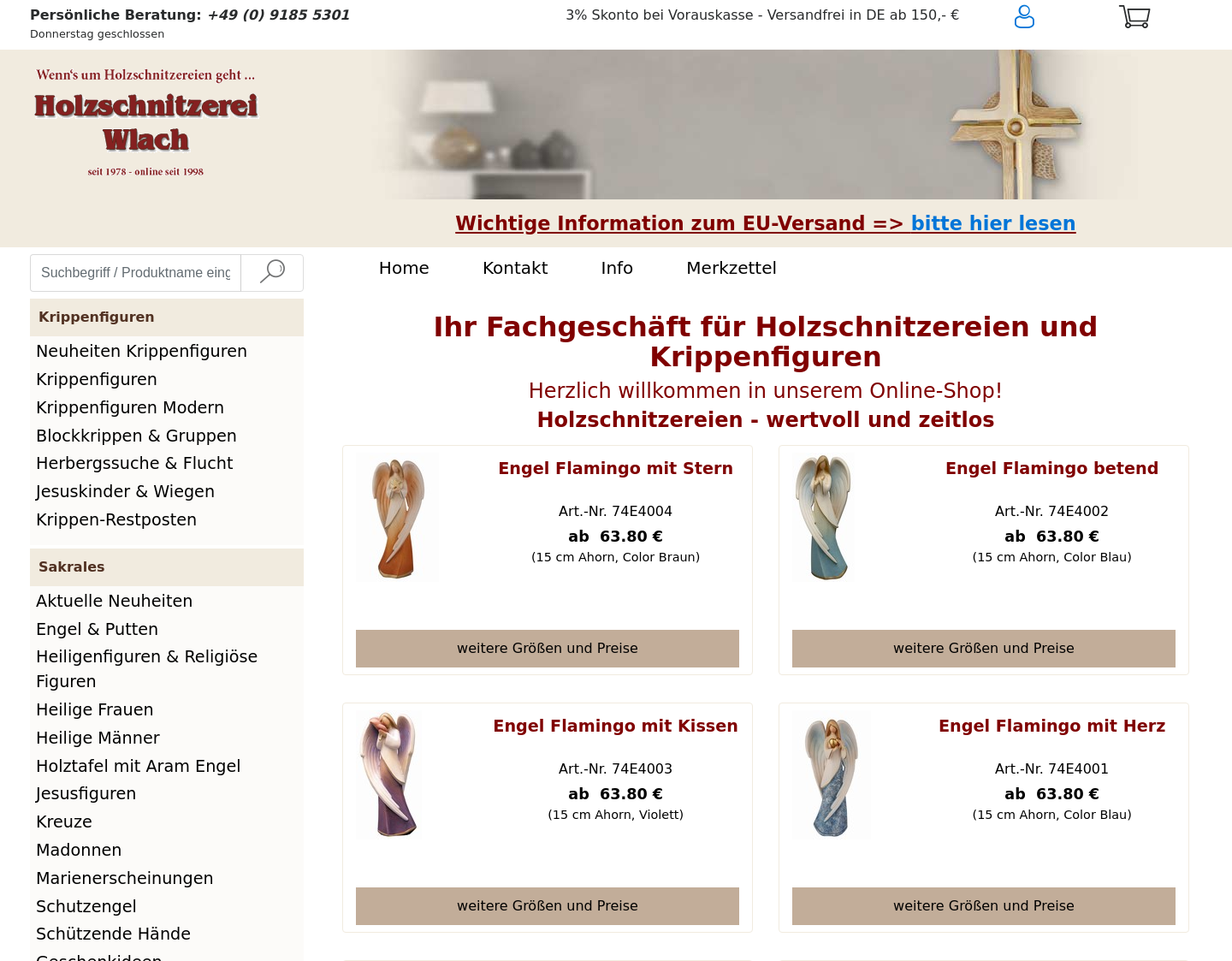 Aktuelle Website-Vorschau von Holzschnitzerei Wlach