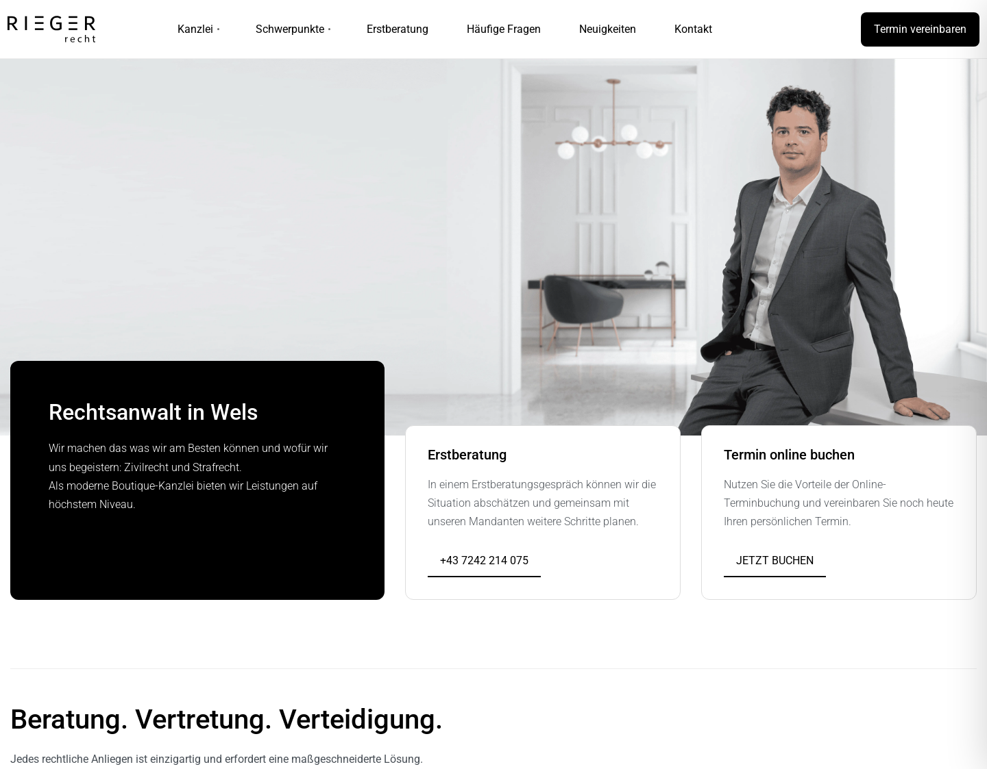 Aktuelle Website-Vorschau von RIEGER recht | Rechtsanwalt Mag. Robert Rieger