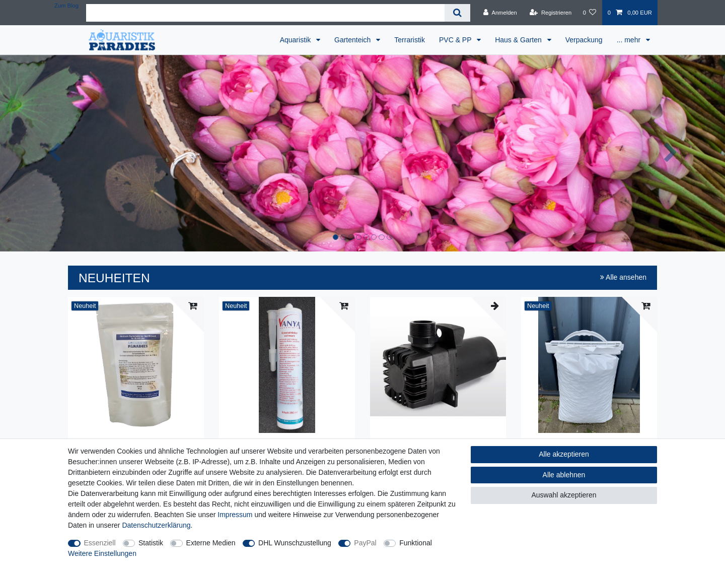 Aktuelle Website-Vorschau von Fischfutter bei Aquaristik-Paradies