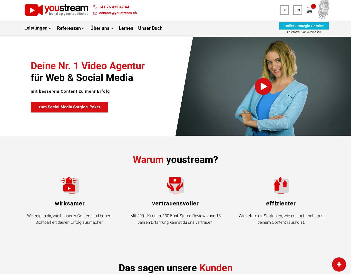 Aktuelle Website-Vorschau von youstream GmbH