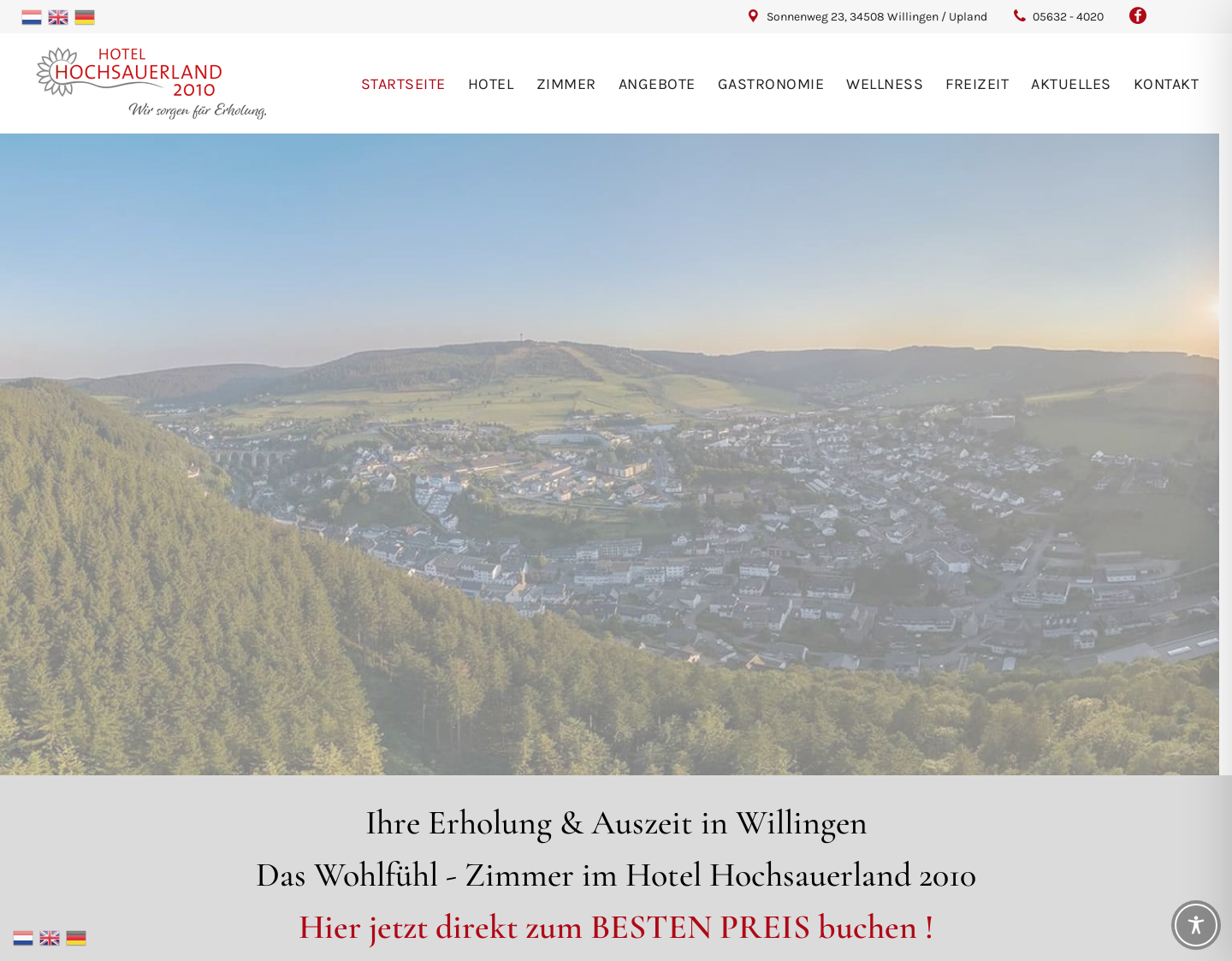 Aktuelle Website-Vorschau von Kurhotel Hochsauerland