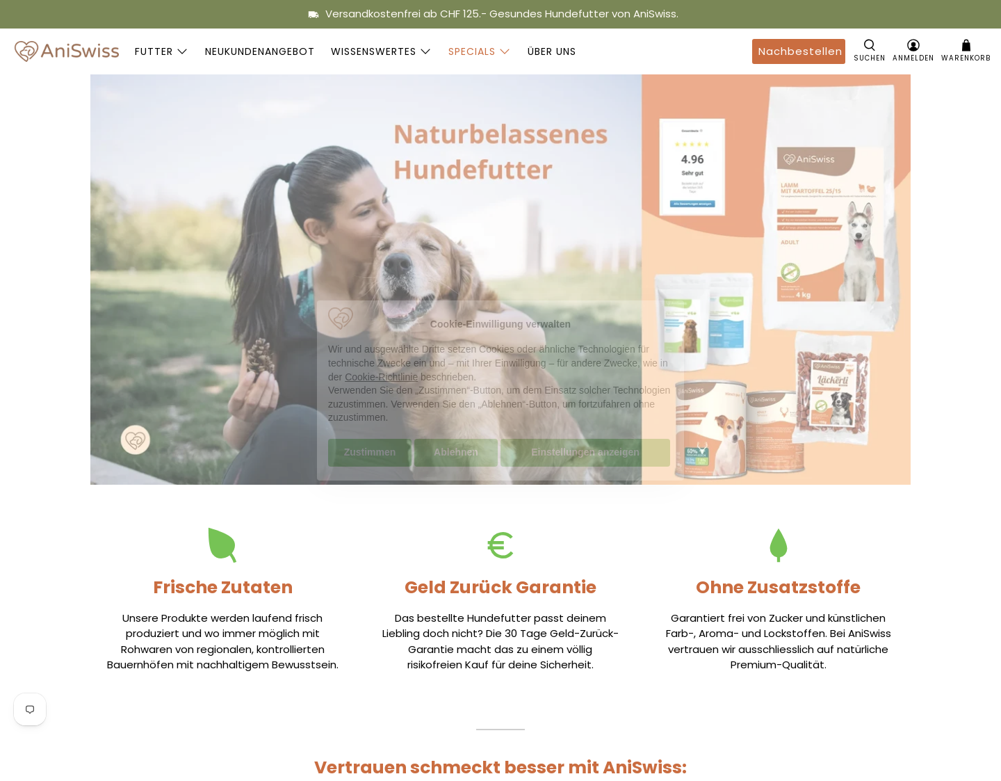 Aktuelle Website-Vorschau von Ani-Swiss GmbH