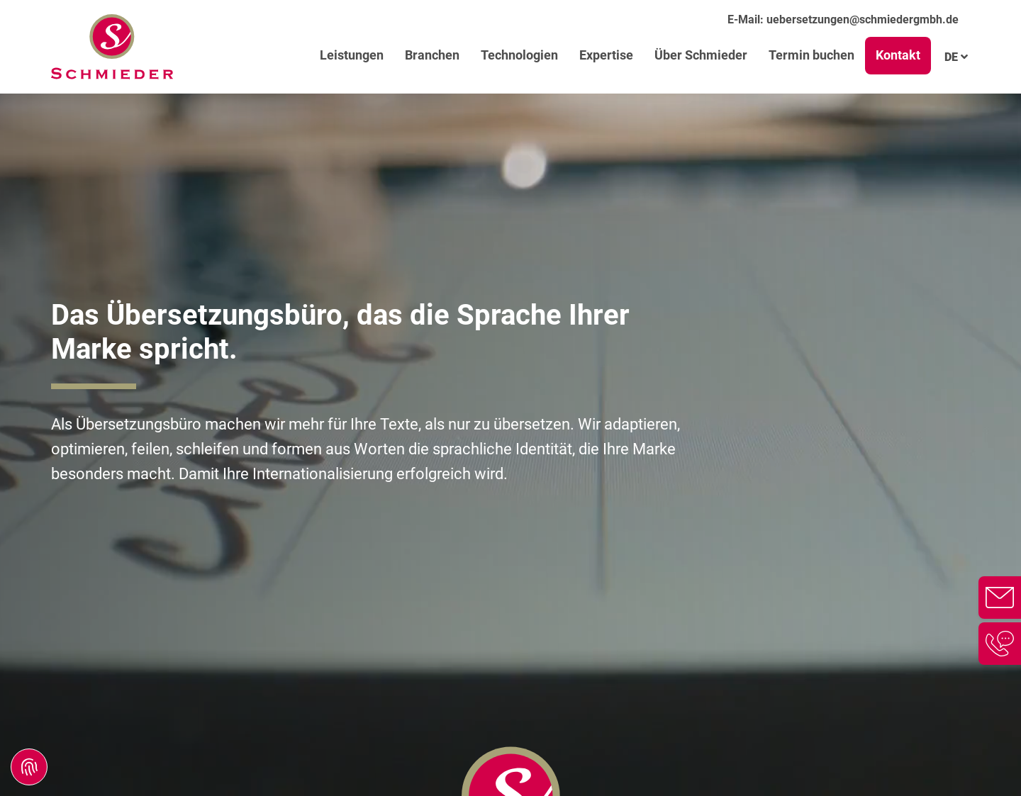 Aktuelle Website-Vorschau von Schmieder Übersetzungen GmbH