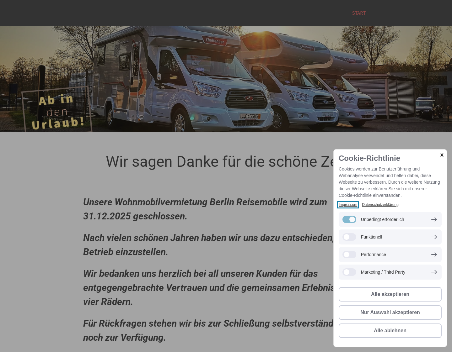 Aktuelle Website-Vorschau von Berlin Reisemobile
