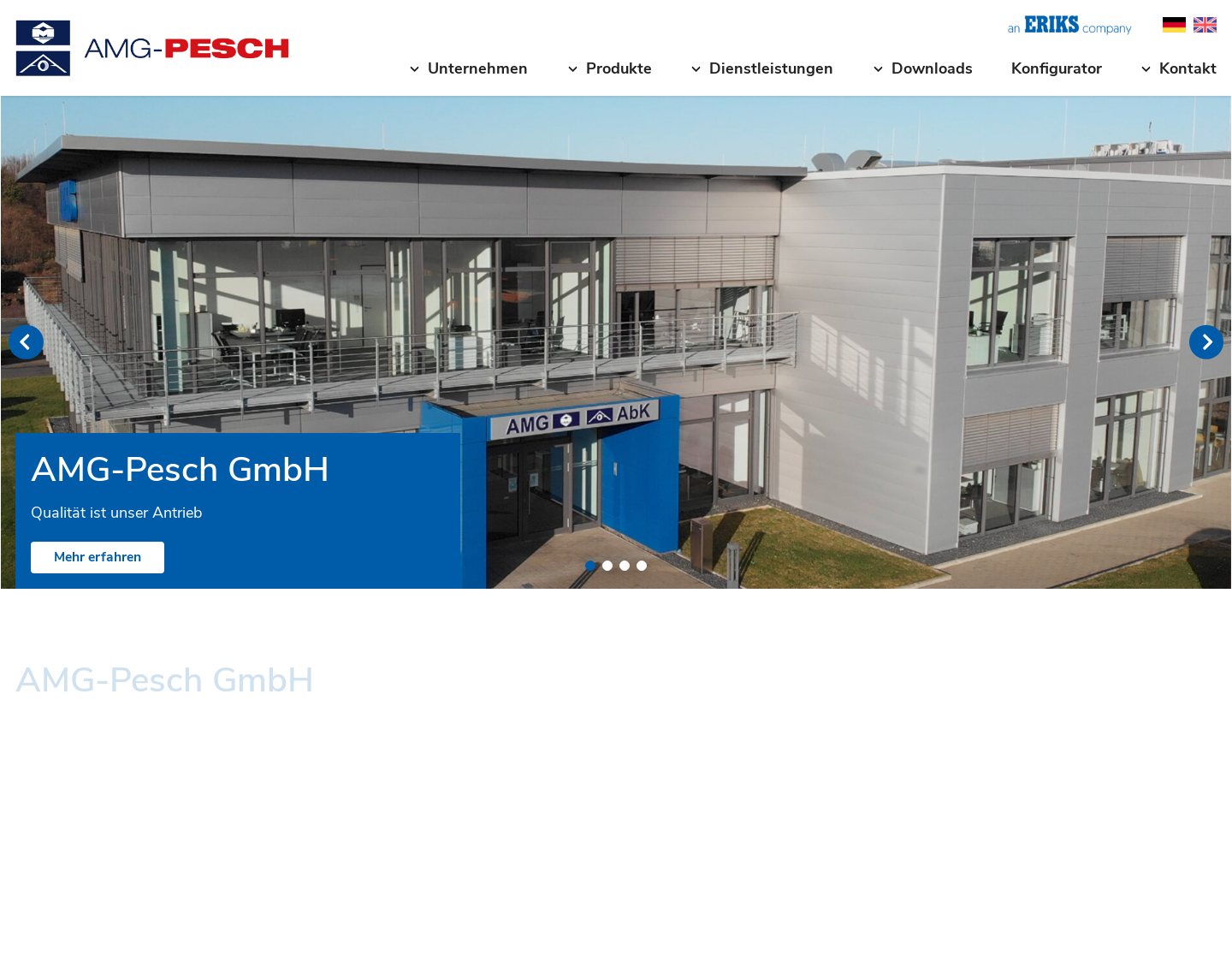 Aktuelle Website-Vorschau von AMG-PESCH – Schwenkantriebe und Industriearmaturen