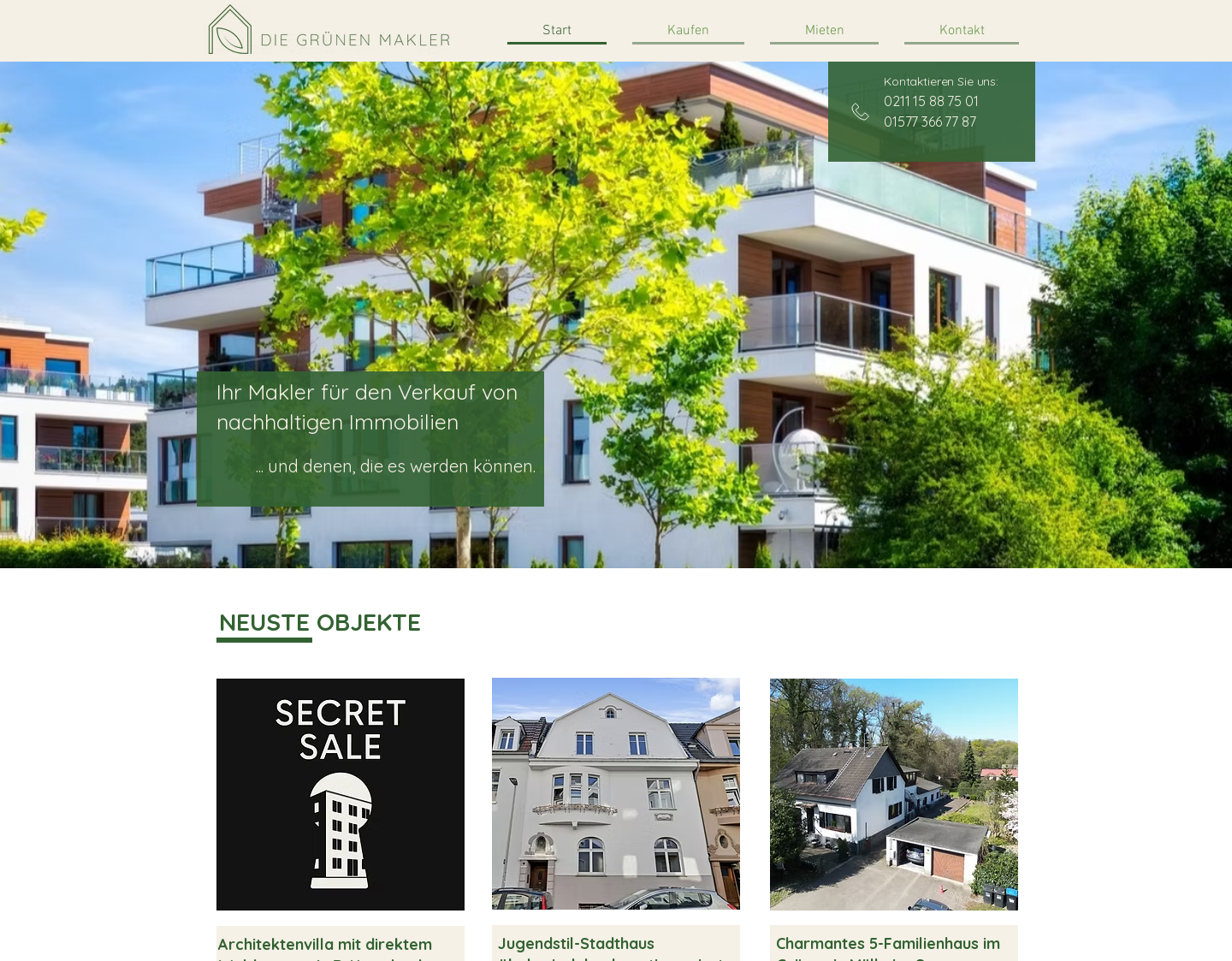 Aktuelle Website-Vorschau von Die Grünen Makler