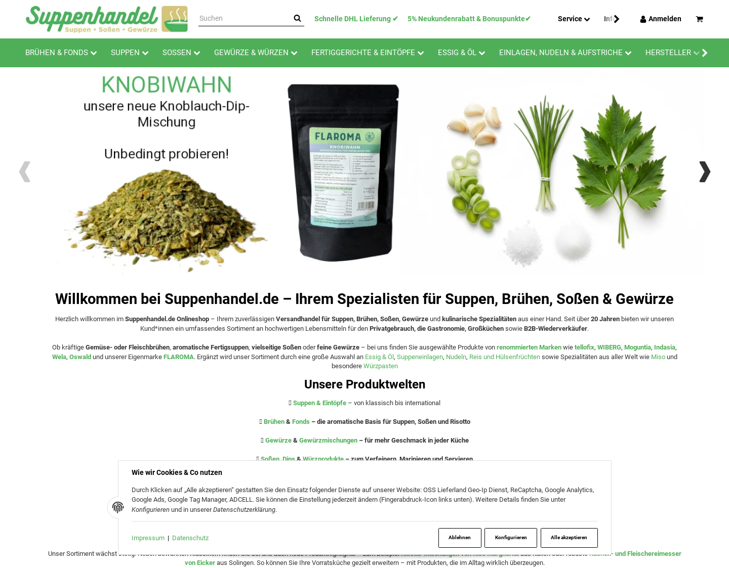 Aktuelle Website-Vorschau von Tellofix Suppenhandel