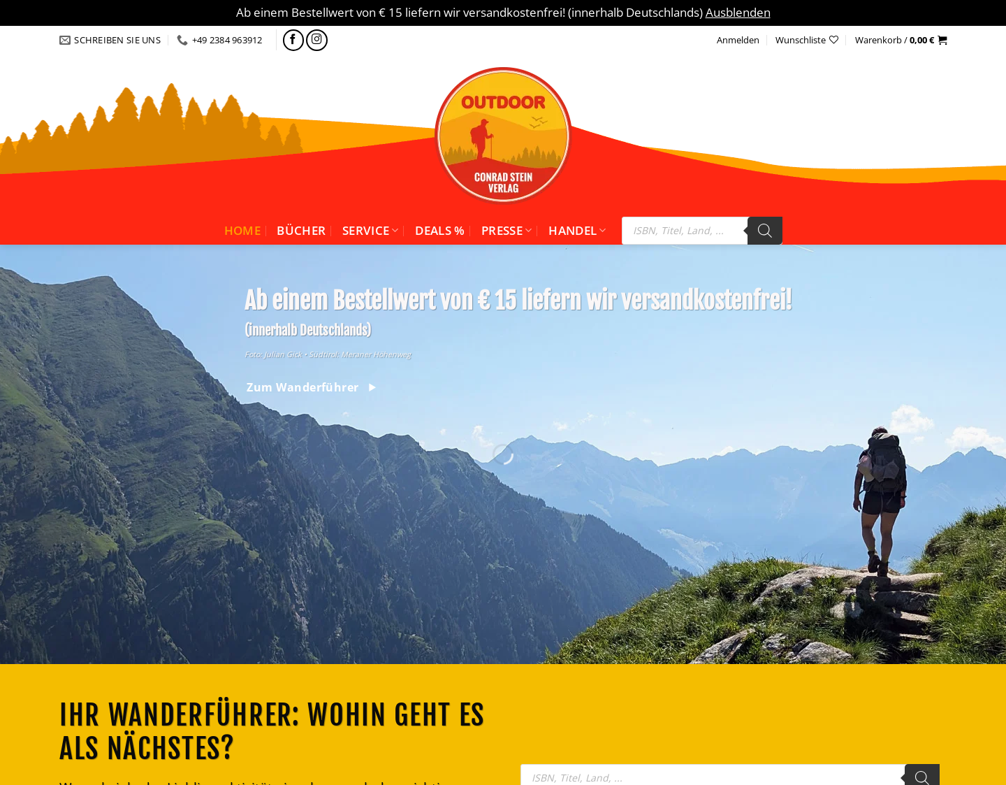 Aktuelle Website-Vorschau von Conrad Stein Verlag
