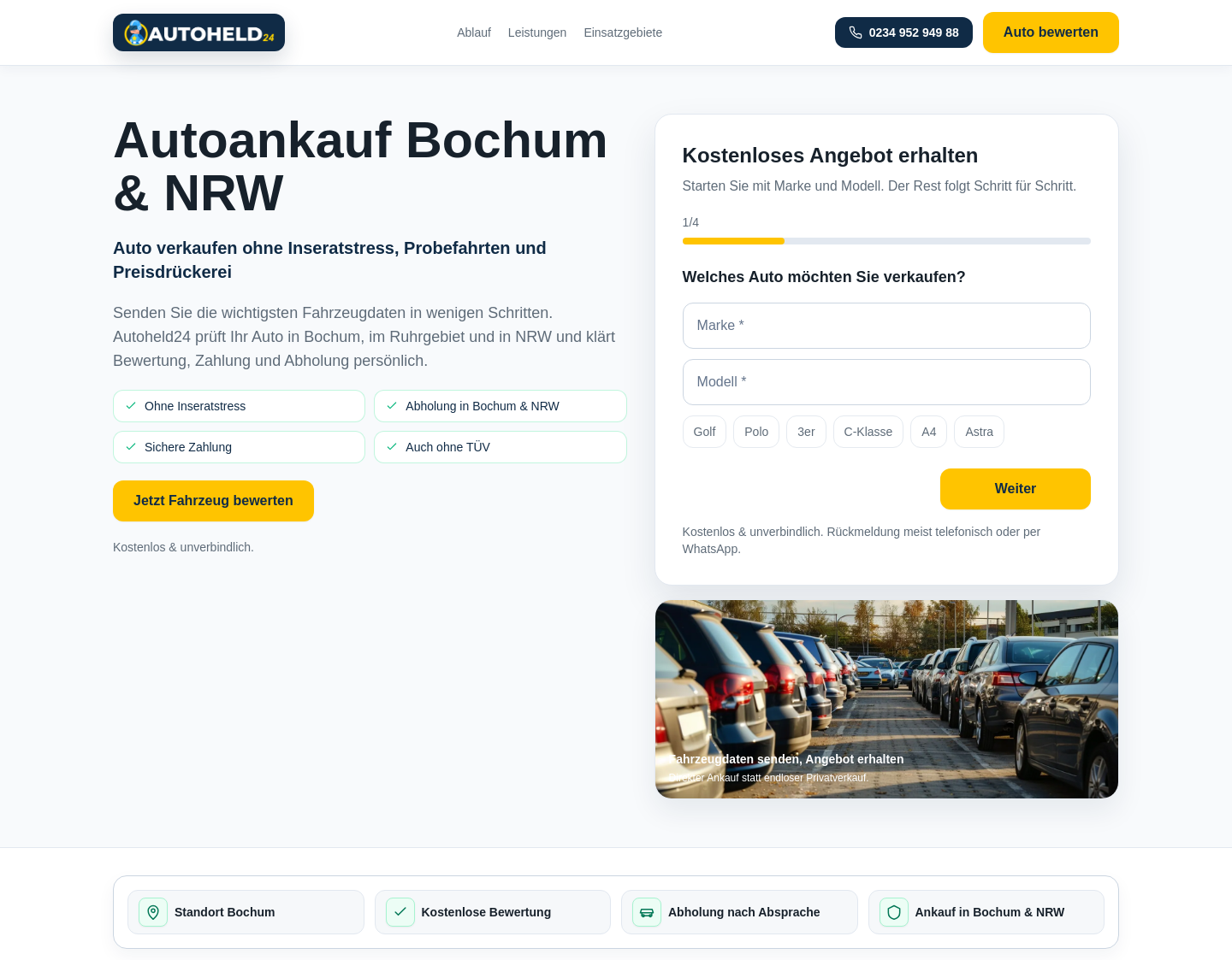Aktuelle Website-Vorschau von Autoheld 24 - Autoankauf Bochum