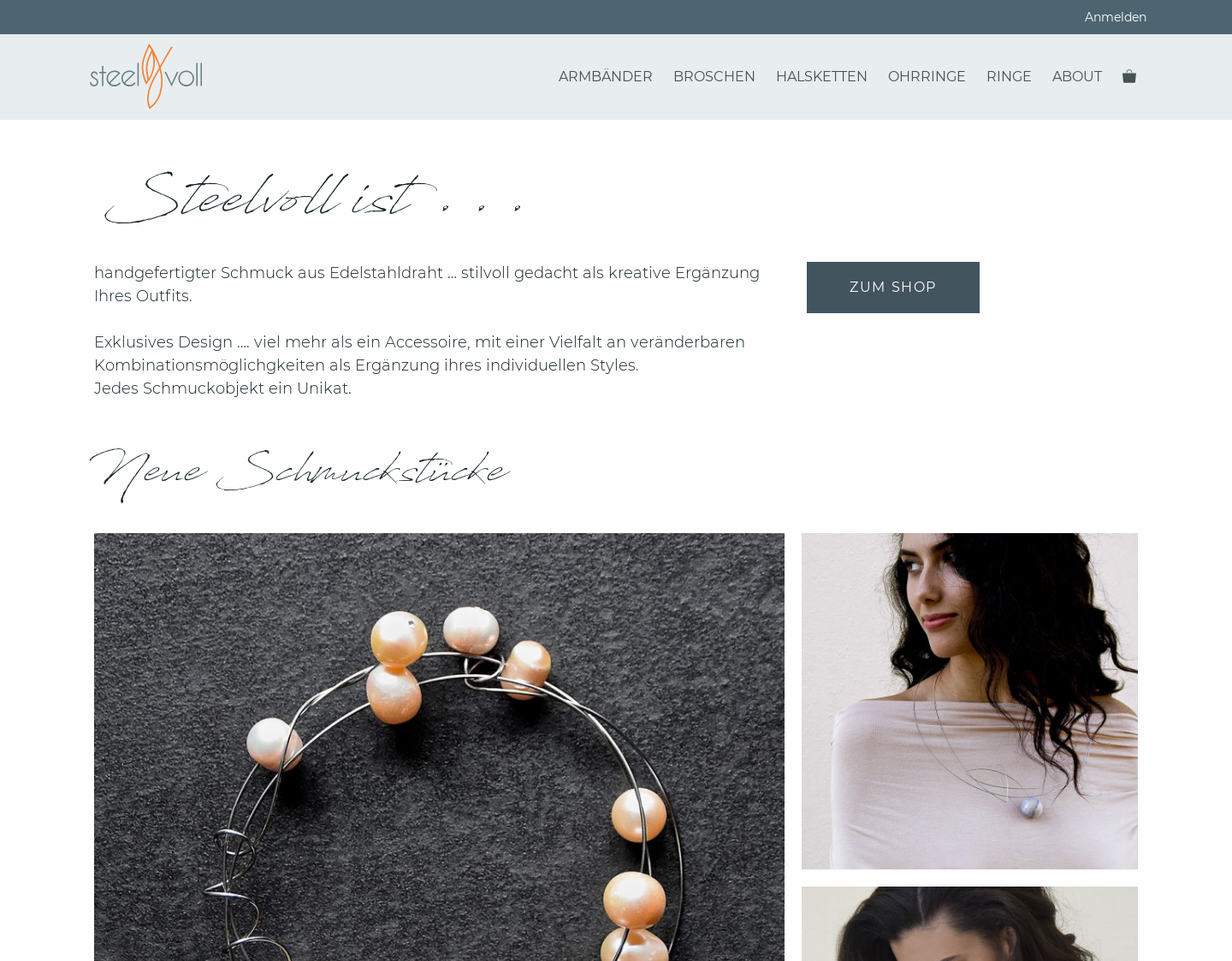 Aktuelle Website-Vorschau von Steelvoll Unikatschmuck