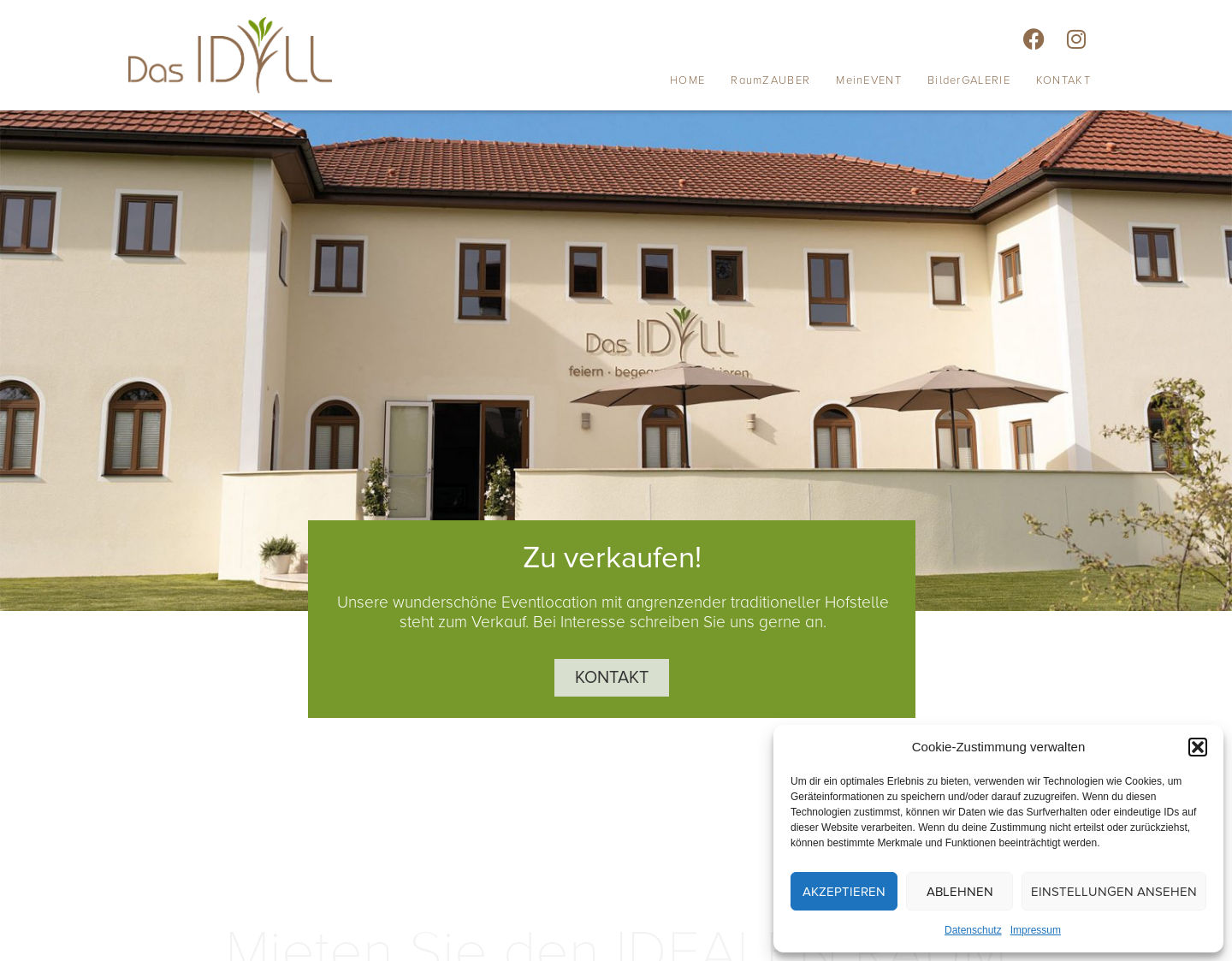Aktuelle Website-Vorschau von Eventlocation DAS IDYLL
