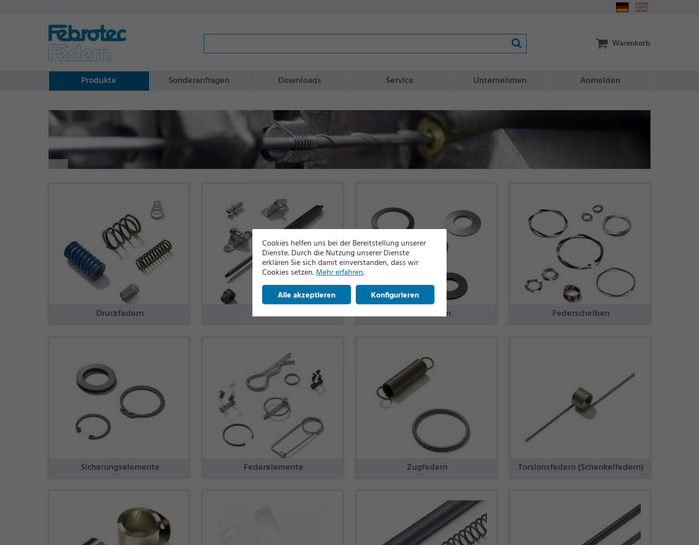 Aktuelle Website-Vorschau von Febrotec -Technische Federn, Praezisions-Normteilf