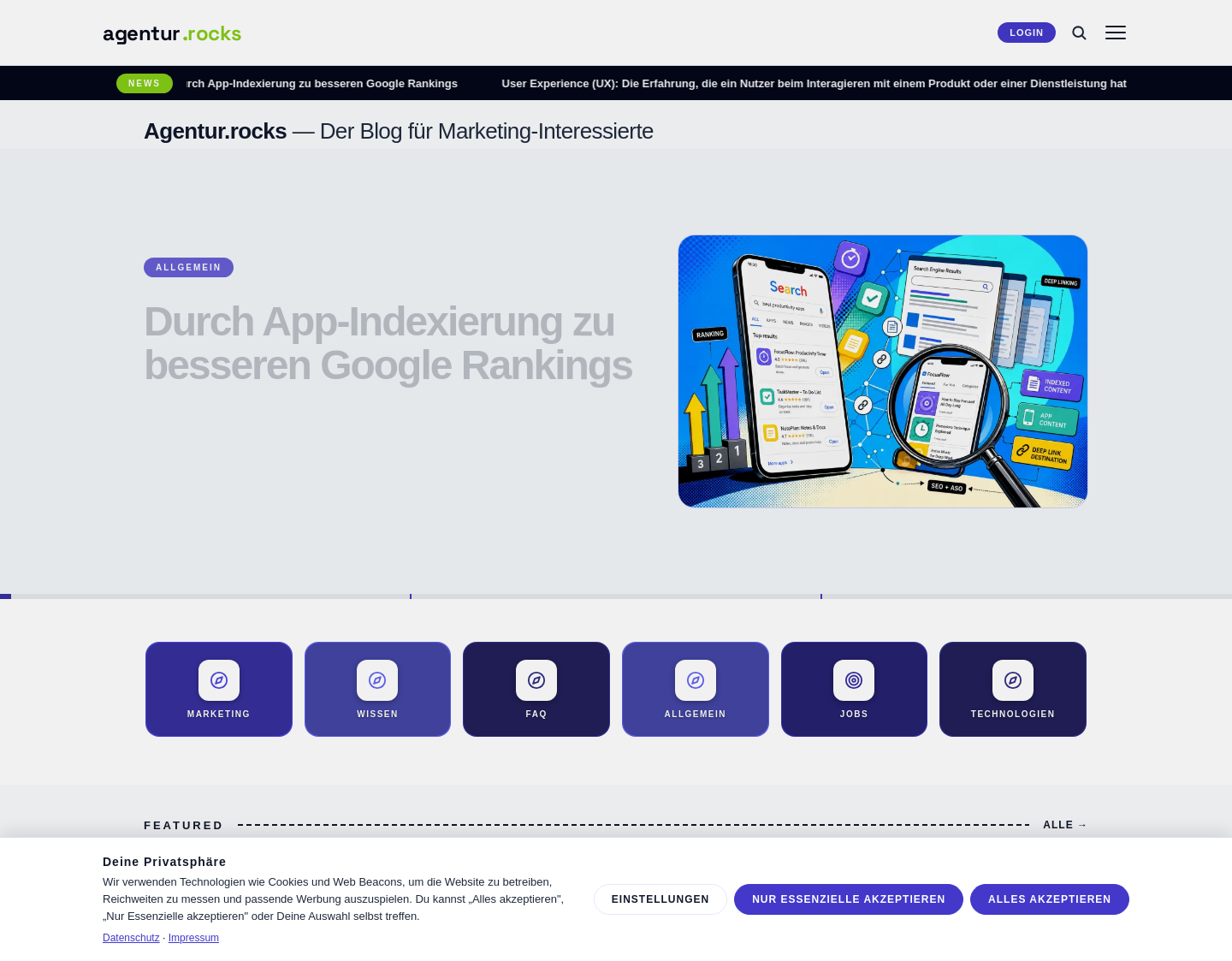 Aktuelle Website-Vorschau von agentur.rocks - Informationsseite zu Agenturen
