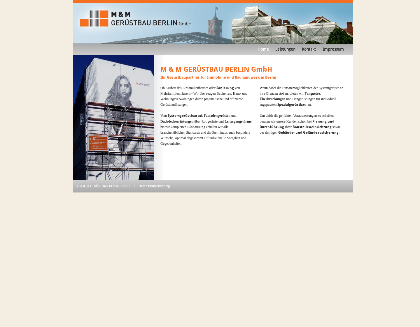 Aktuelle Website-Vorschau von M & M Gerüstbau Berlin GmbH