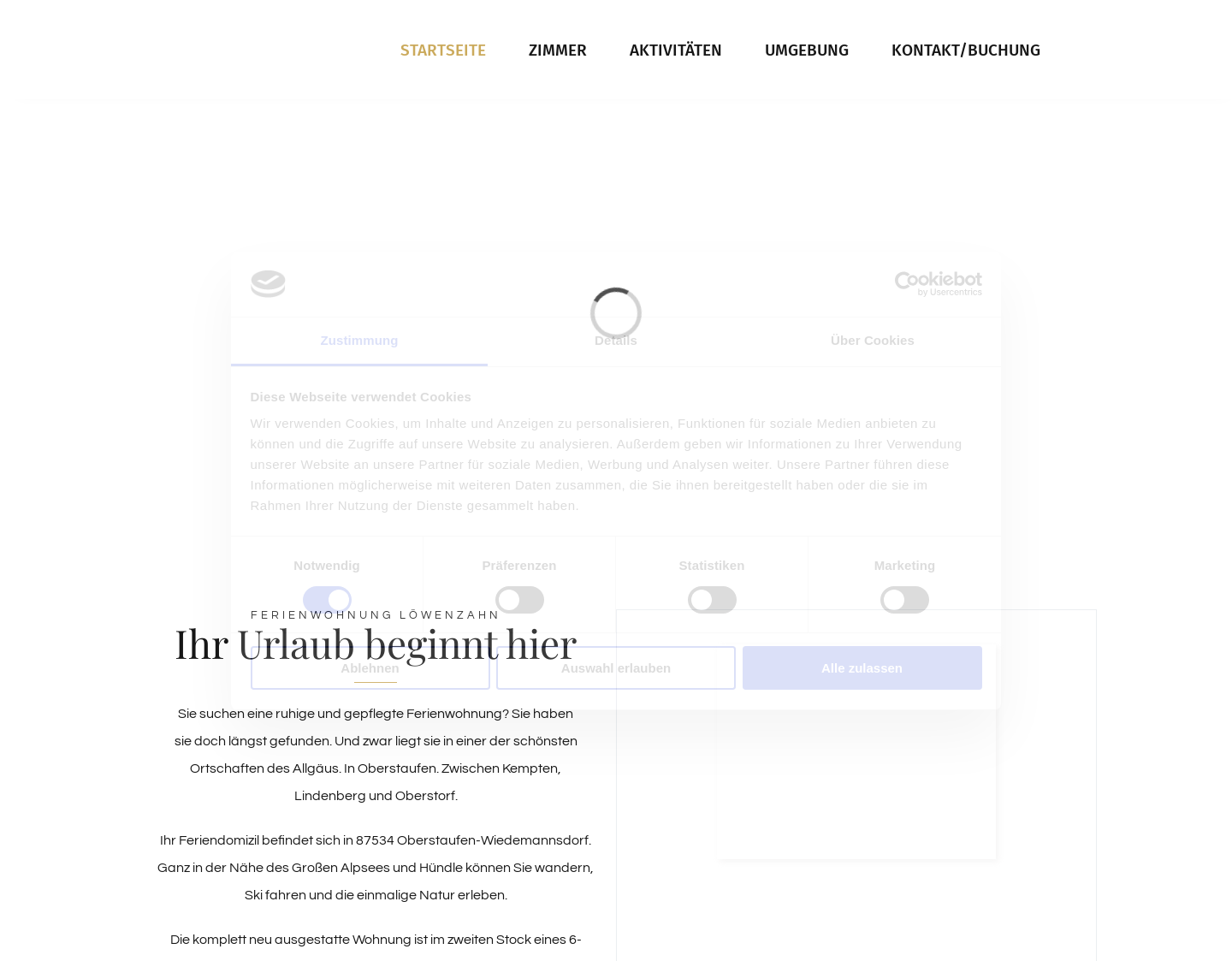Aktuelle Website-Vorschau von Fewo Löwenzahn in Oberstaufen
