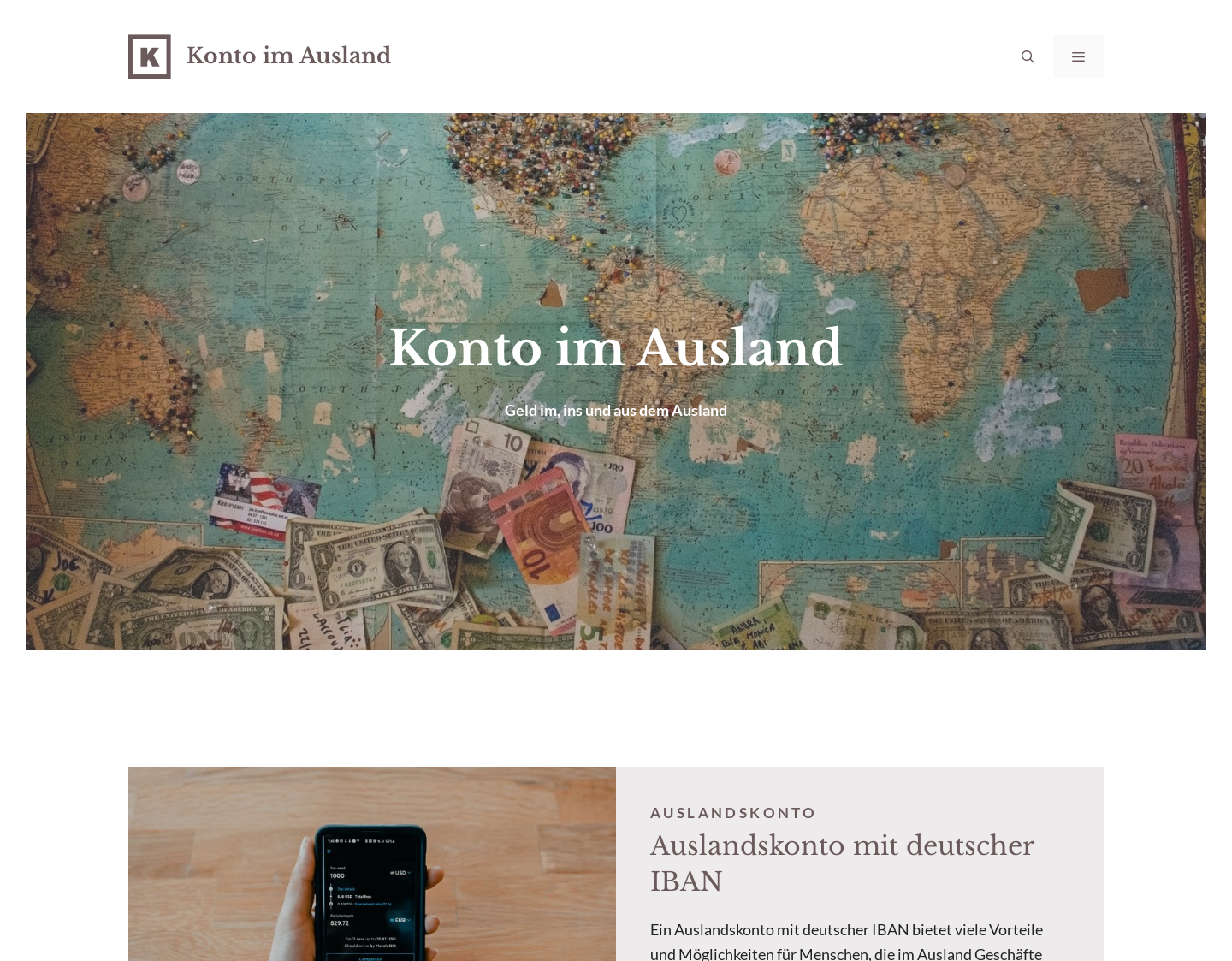 Aktuelle Website-Vorschau von Konto im Ausland