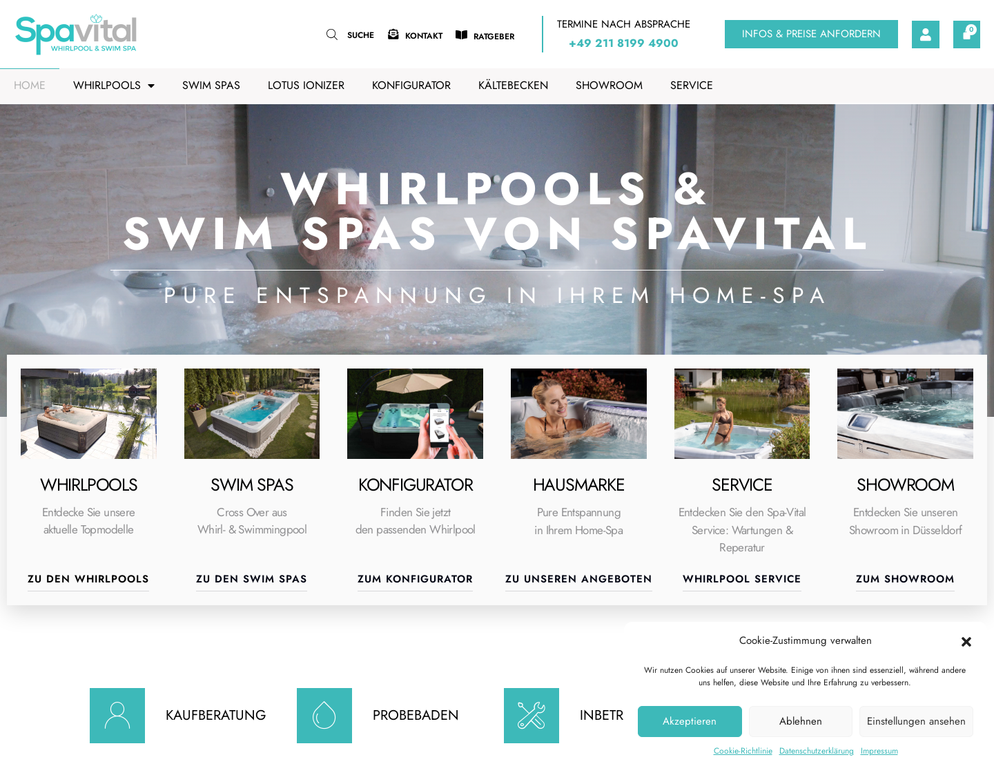 Aktuelle Website-Vorschau von Whirlpool und Swim Spa