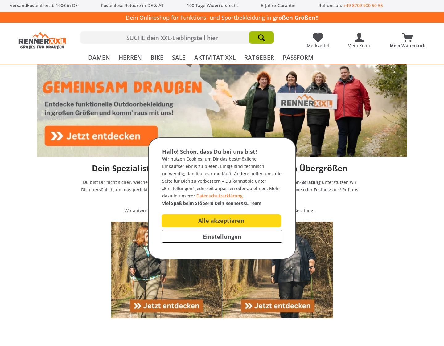 Aktuelle Website-Vorschau von Outdoor Renner OnlineShop