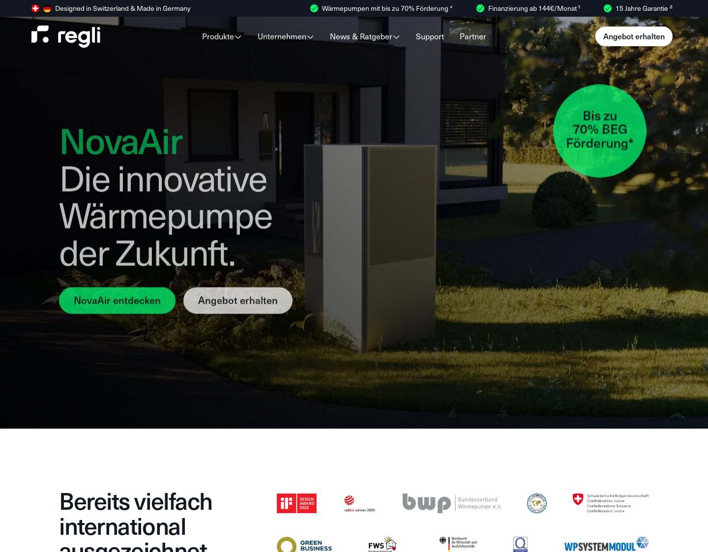 Aktuelle Website-Vorschau von Regli Energy Systems