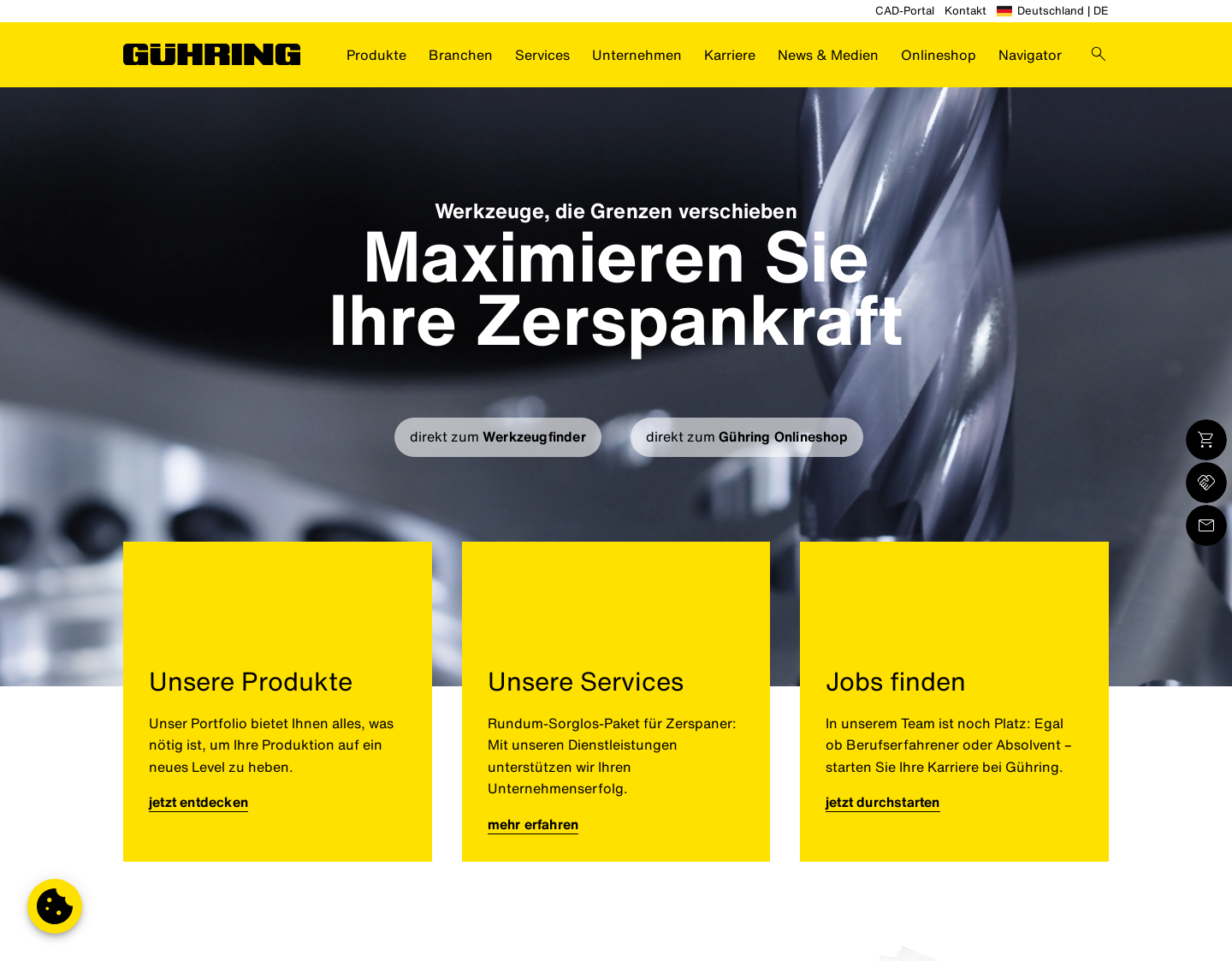 Aktuelle Website-Vorschau von Gühring KG