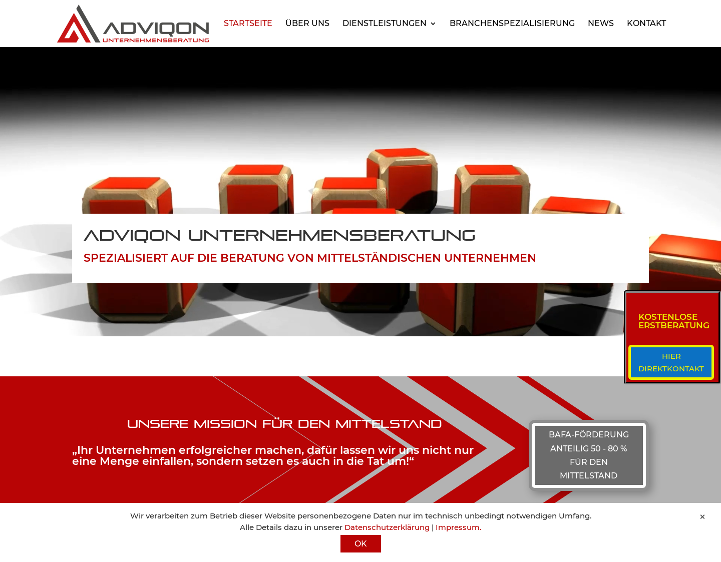 Aktuelle Website-Vorschau von Adviqon Unternehmensberatung
