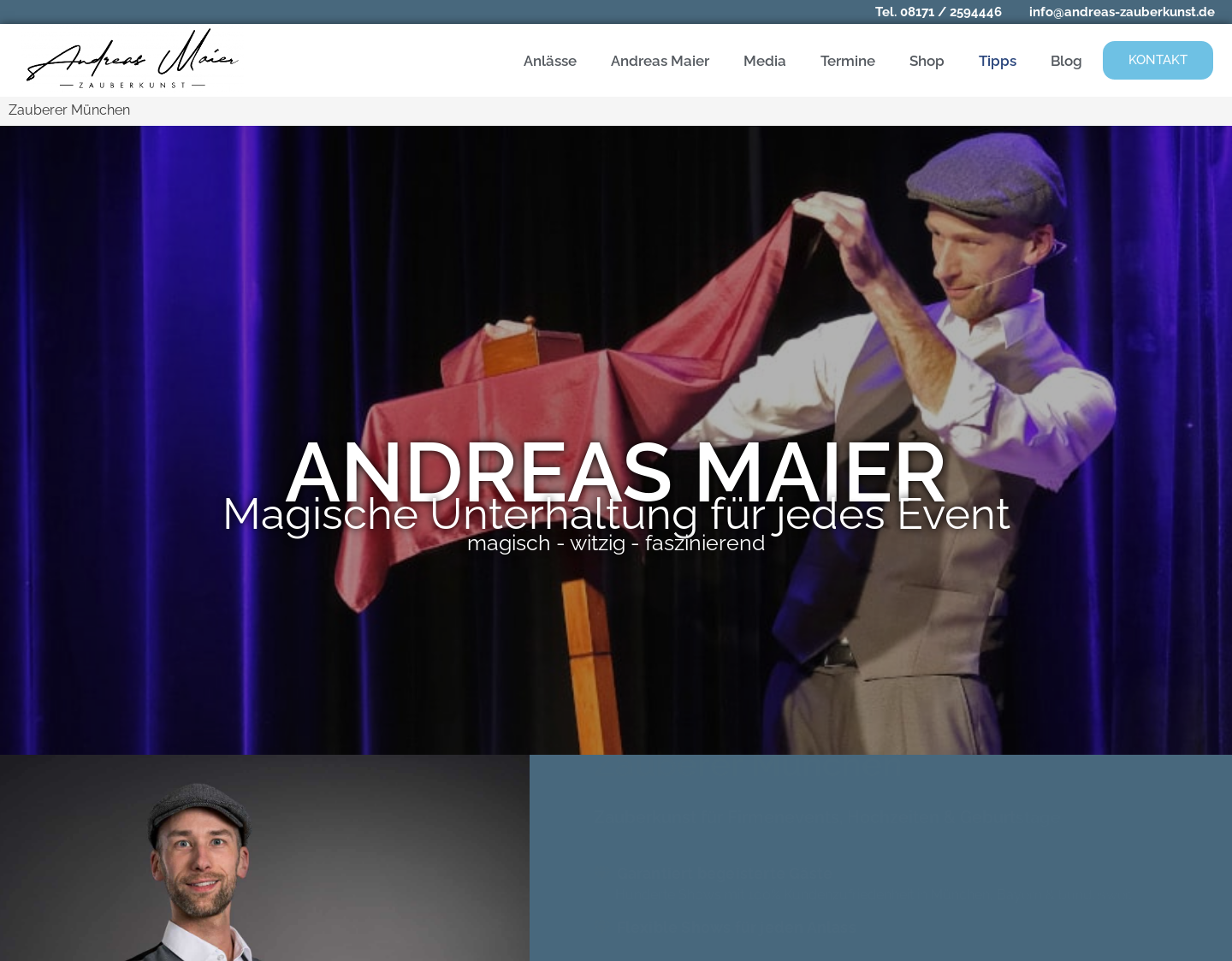 Aktuelle Website-Vorschau von Zauberer für München - Andreas Maier