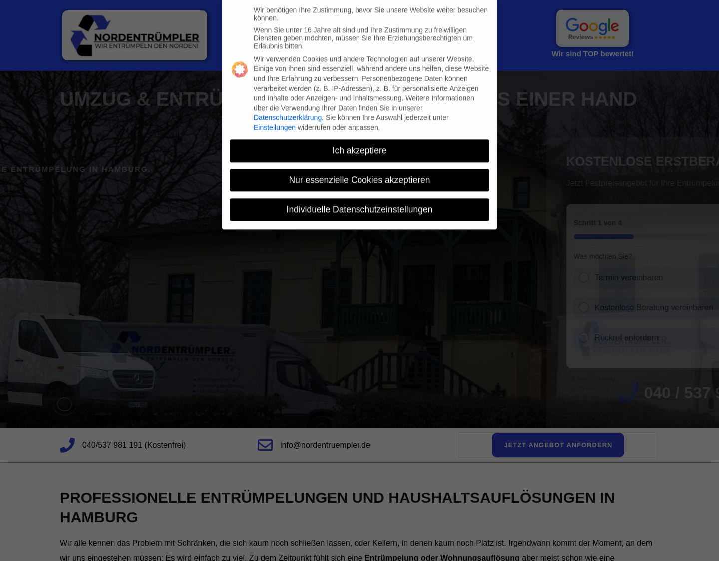 Aktuelle Website-Vorschau von Nordentruempler