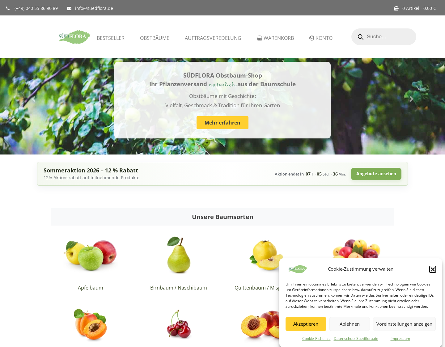 Aktuelle Website-Vorschau von Südflora Baumschule