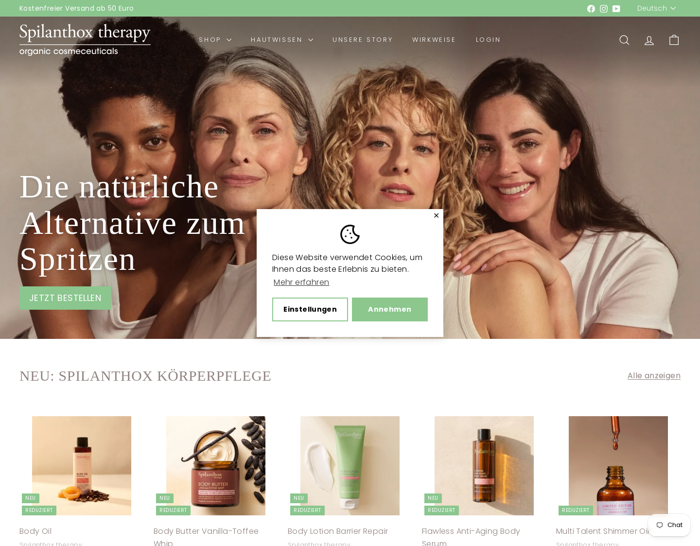 Aktuelle Website-Vorschau von Spilantox Shop