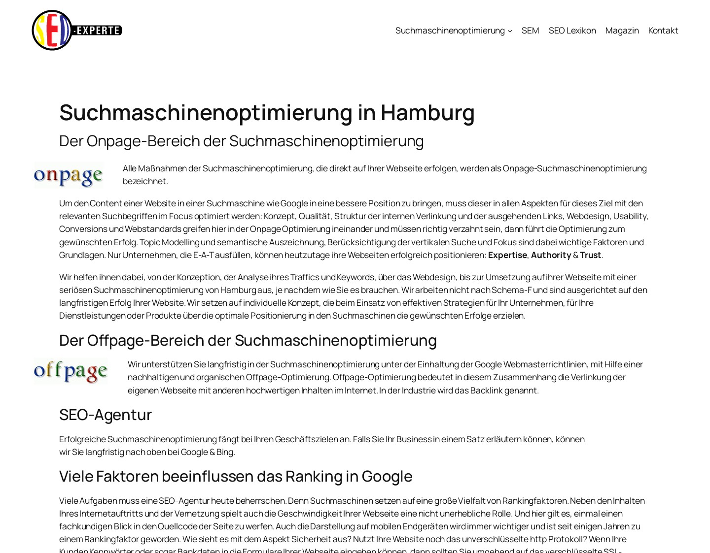 Aktuelle Website-Vorschau von Suchmaschinen Optimierung