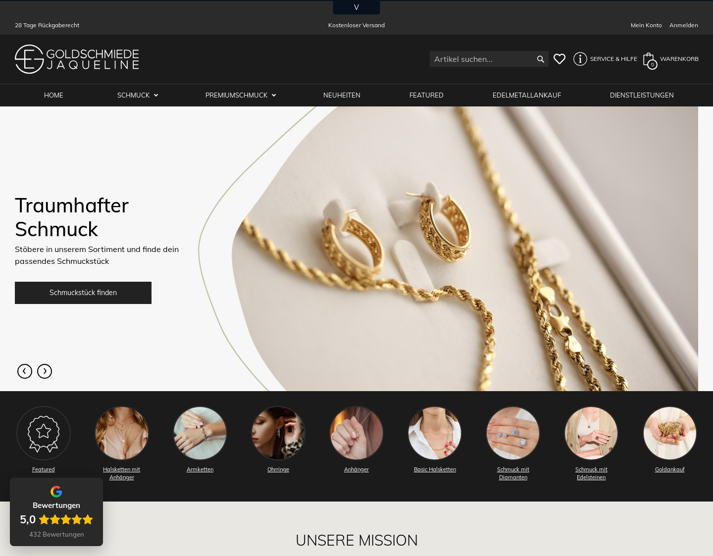 Aktuelle Website-Vorschau von Goldschmiede Jaqueline
