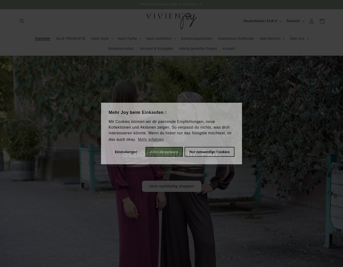 Aktuelle Website-Vorschau von Vivien Joy
