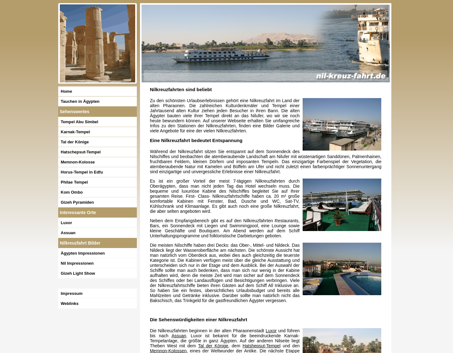 Aktuelle Website-Vorschau von Nilkreuzfahrt